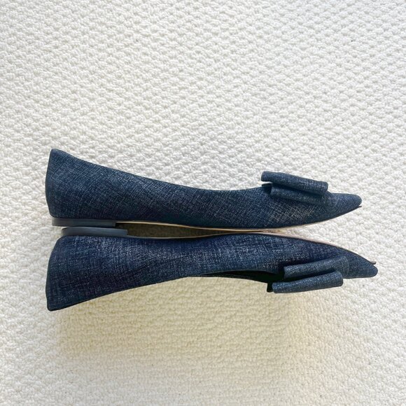 Tory Burch Denim Bow Flats 8.5M - Picture 4 of 6